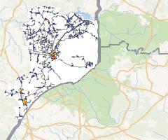 Gęstość lini energetycznych w powiecie hajnowskim | Power line density in Hajnówska district